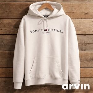 Tommy Hilfiger Off-White Pullover Hoodie with Logo